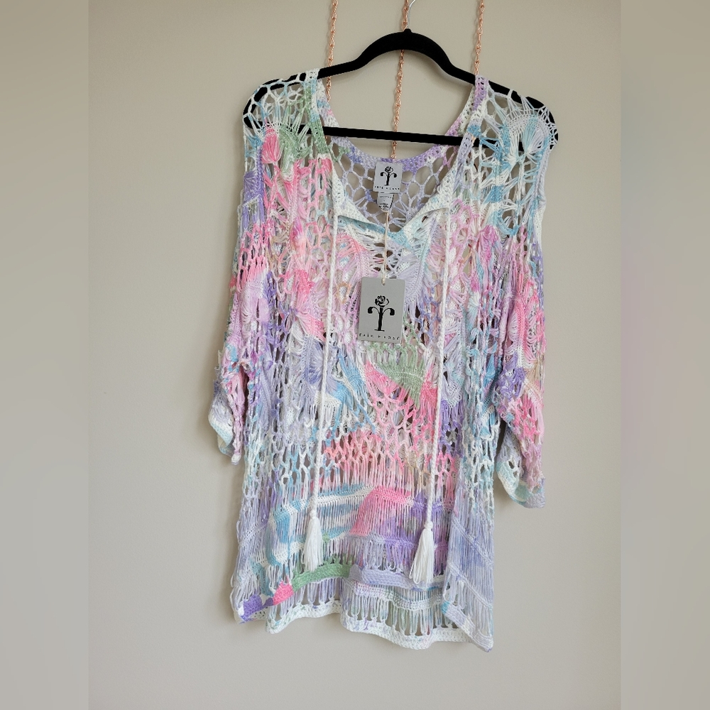 Rain & Rose pastel colors cover up top Size L